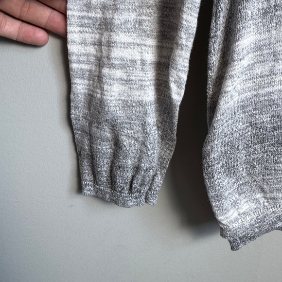 Womens Lightweight Pullover Knit V-Neck Hoodie Marled Gray Size XL Grunge School - Picture 2 of 13